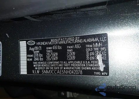 2022 Hyundai Tucson Sel из США, поврежденный, VIN 5NMJCCAE5NH042078